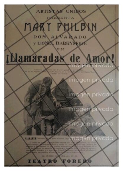 CARTEL ANTIGUO PELICULA. LLAMARADAS DE AMOR 1929 CINE MUDO