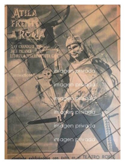 CARTEL ANTIGUO PELICULA. ATILA FRENTE A ROMA 1954