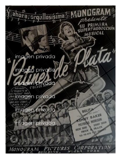 AFICHE RETRO PELICULA. PATINES DE PLATA. 1943 KENY BAKER