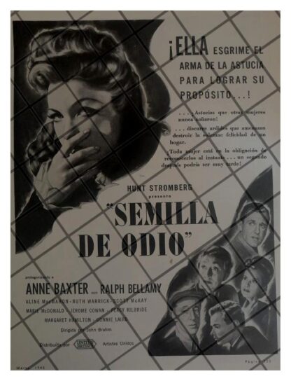 AFICHE RETRO PELICULA. SEMILLA DE ODIO. 1945