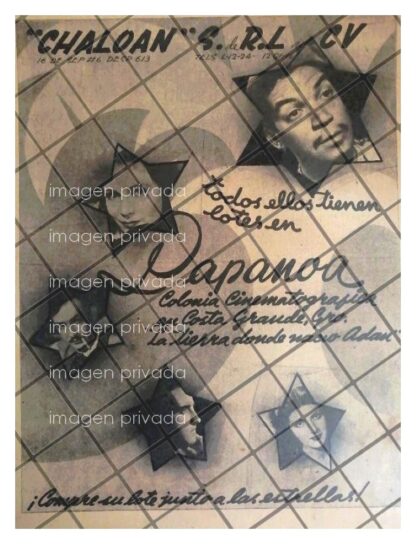 AFICHE RETRO BAHIAS DE PAPANOA Y ARTISTAS CINE DE ORO 1940S