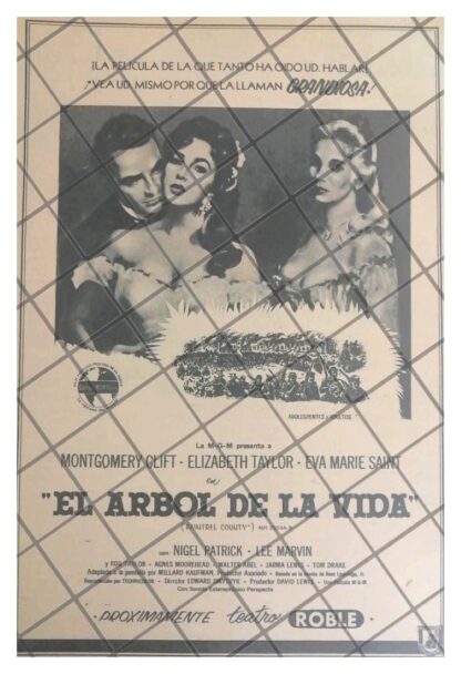 CARTEL RETRO PELICULA. EL ARBOL DE LA VIDA 1958