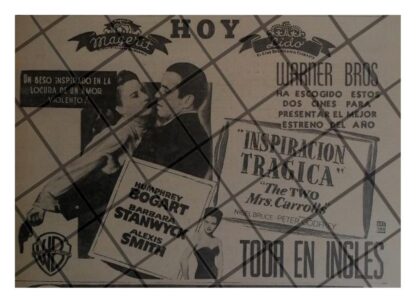 CARTEL RETRO PELICULA. INSPIRACION TRAGICA 1947