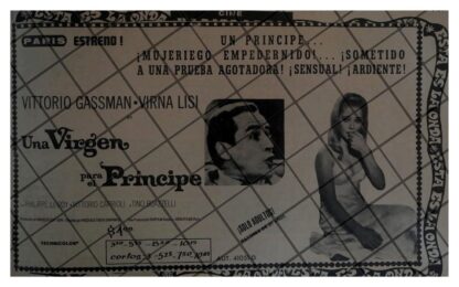 PUBLICIDAD RETRO PELICULA. UNA VIRGEN PARA EL PRINCIPE 1969