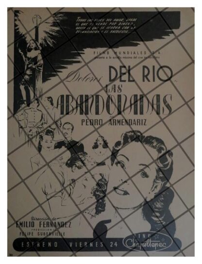 AFICHE RETRO PELICULA LAS ABANDONADAS, DOLORES DEL RIO 1944