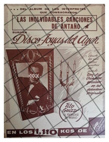 PUBLICIDAD RETRO TITO GUIZAR RADIO DIFUSORA R.C.N. 1961