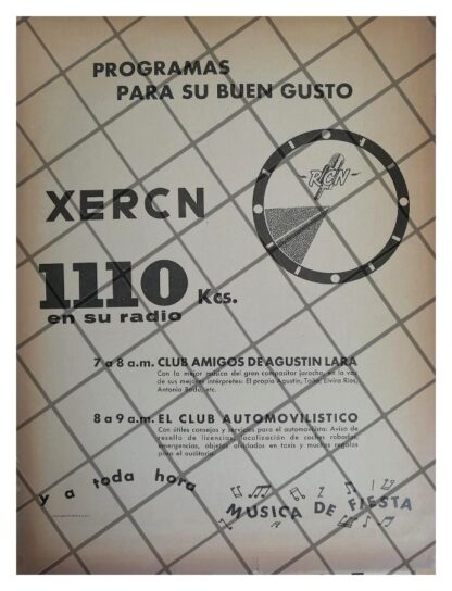 PUBLICIDAD RETRO RADIO DIFUSORA XERCN 1961