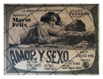 AFICHE RETRO TELEVISA. SERIE. AMOR Y SEXO 1964 MARIA FELIX