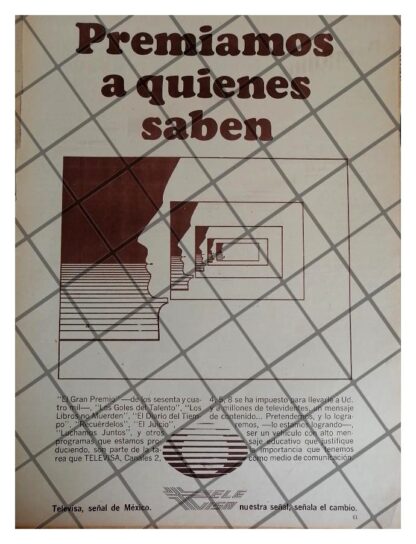 PUBLICIDAD ANTIGUA TELEVISORA. TELEVISA 1973 /29