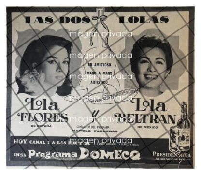 AFICHE RETRO TELEVISA. LOLA BELTRAN Y LOLA FLORES 1969