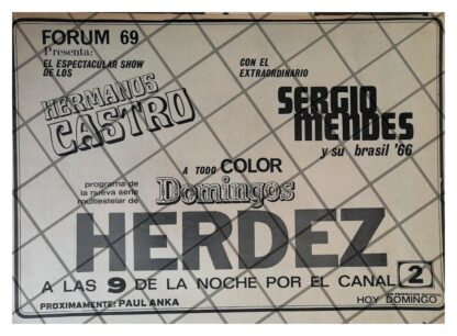 AFICHE RETRO. TELEVISA. PROGRAMA. DOMINGOS HERDEZ 1969