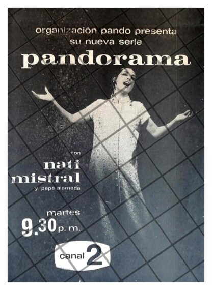 AFICHE RETRO TELEVISA PROGRAMA PANDORAMA. NATI MISTRAL 69 G