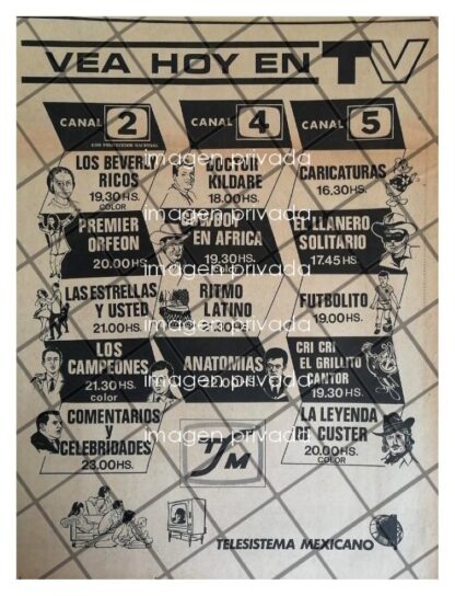 AFICHE RETRO TELESISTEMA MEXICANO. PROGRAMAS 1969