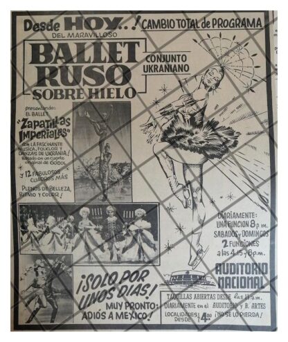 PUBLICIDAD RETRO BALLET RUSO SOBRE HIELO AUDITORIO NAC