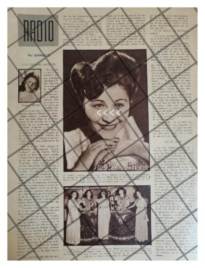 AFICHE RETRO ENTREVISTA A CANTANTE AMPARO MONTES 1944