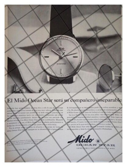 CARTEL PUBLICITARIO RETRO RELOJES MIDO OCEAN STAR 1961 /7