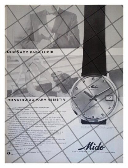 CARTEL PUBLICITARIO RETRO RELOJES MIDO OCEAN STAR 1965 /5