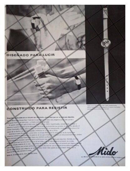 CARTEL PUBLICITARIO RETRO RELOJES MIDO OCEAN STAR 1964 /3