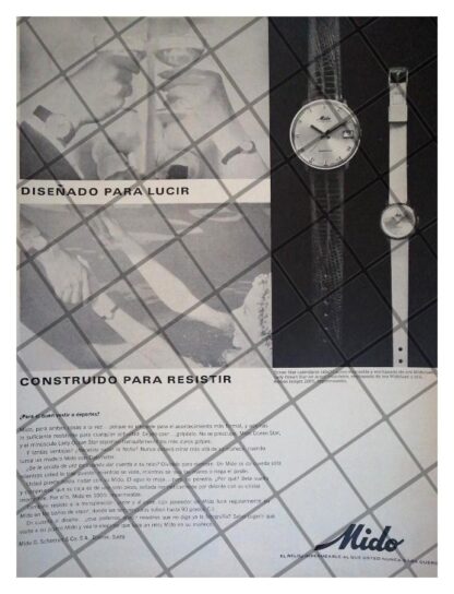 CARTEL PUBLICITARIO RETRO RELOJES MIDO OCEAN STAR 1966