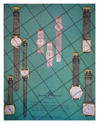 CARTEL PUBLICITARIO RETRO RELOJES BAUME & MERCIER 1967