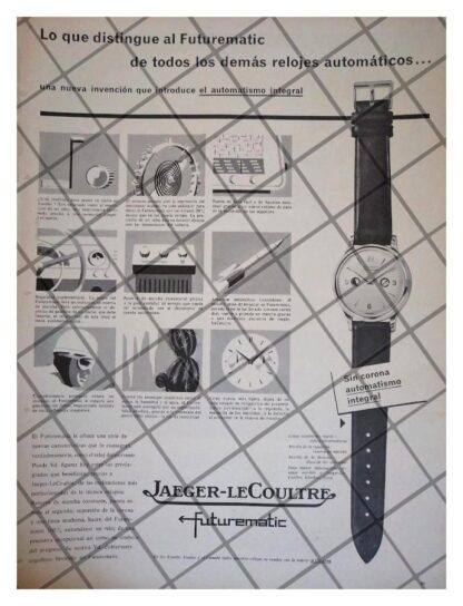 HOJA CARTEL RETRO RELOJES JAEGER LECOULTRE FUTUREMATIC