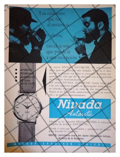 CARTEL PUBLICITARIO RETRO RELOJES NIVADA ACUAMATIC 1959