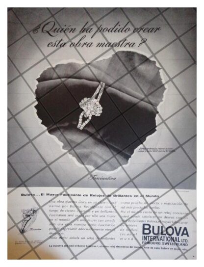 CARTEL PUBLICITARIO RETRO RELOJES BULOVA FASCINATION 1962