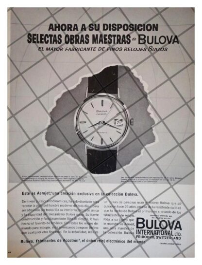 CARTEL PUBLICITARIO RETRO RELOJES BULOVA AEROJET 1963