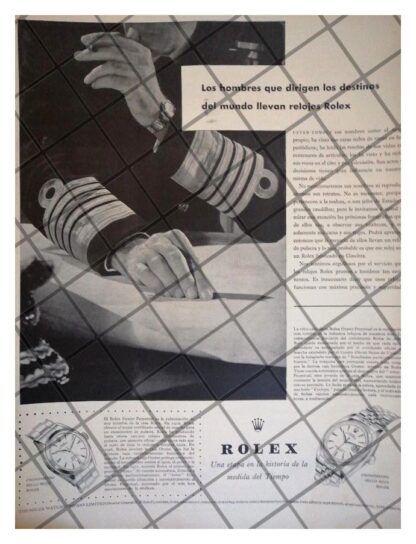 CARTEL PUBLICITARIO RETRO RELOJES ROLEX Y LA REALEZA 1955