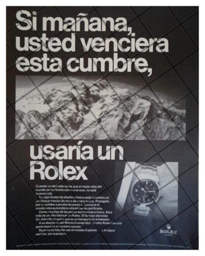 CARTEL PUBLICITARIO RETRO RELOJES ROLEX Y MONTE EVEREST