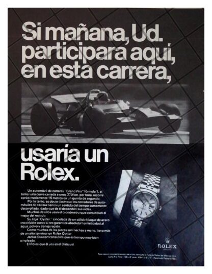 CARTEL RETRO RELOJES ROLEX OYSTER Y LA FORMULA 1 1969