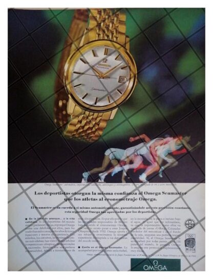 CARTEL PUBLICITARIO RETRO RELOJES OMEGA Y MEXICO 68