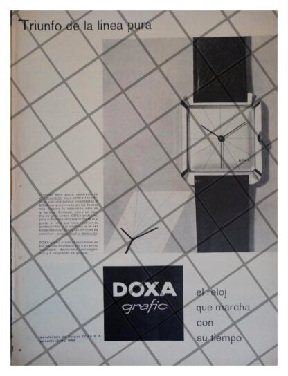 CARTEL PUBLICITARIO RETRO RELOJES DOXA GRAFIC 1957 1RA ED.