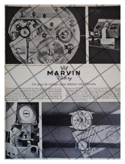 CARTEL PUBLICITARIO RETRO. RELOJES MARVIN VICTORY 1964