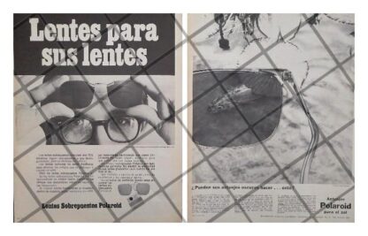 2 CARTELES PUBLICITARIOS RETRO. GAFAS POLAROID 1969