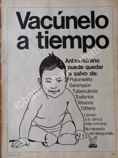 CARTEL ANTIGUO ORIGINAL DE CAMPAÑA DE VACUNACION IMSS 1980 /59