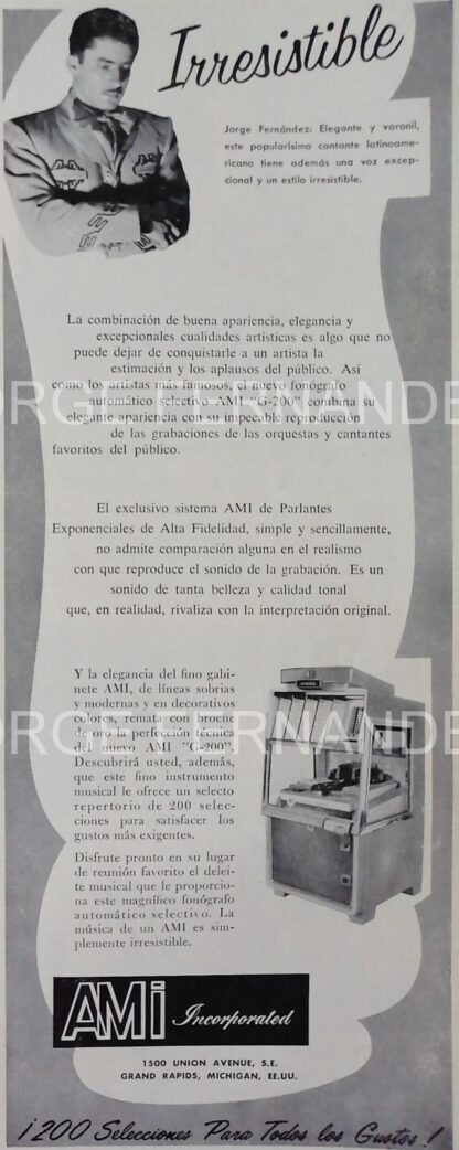 CARTEL ANTIGUO ORIGINAL DE SERIE COMPLETA 37 AFICHES ROCKOLAS AMI Y ARTISTAS FAMOSOS 1953-56 - Imagen 12