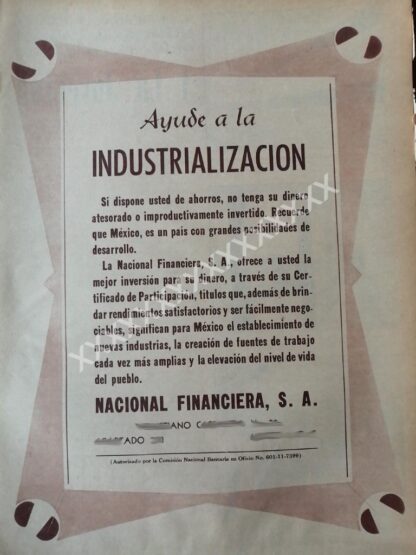 CARTEL ANTIGUO BANCO NACIONAL FINANCIERA 1960s /139