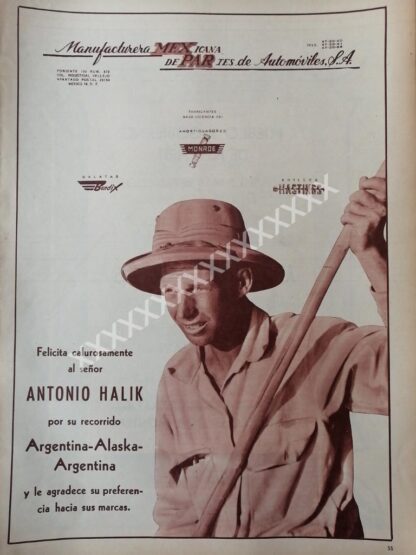 CARTEL ANTIGUO FELICITAN A ANTONIO HALIK POR HAZAÑA 1959