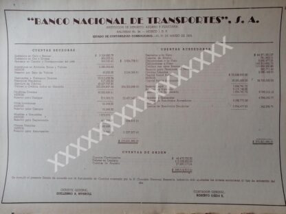 CARTEL ANTIGUO BANCO NACIONAL DE TRANSPORTES 1959