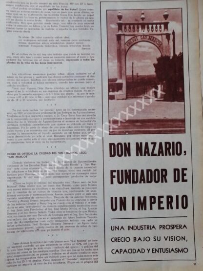 NOTA PRENSA ANTIGUA 1967 VIÑEDOS SAN MARCOS - Imagen 2