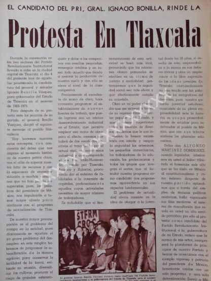 CARTEL ANTIGUO. IGNACIO BONILLA VAZQUEZ RINDE PROTESTA 1969 /PLT