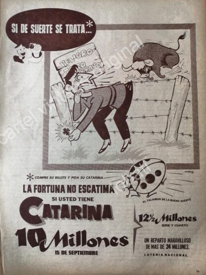 CARTEL ANTIGUO ORIGINAL DE LA LOTERIA NACIONAL. 1955 /63