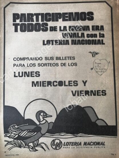 CARTEL ANTIGUO ORIGINAL DE LOTERIA NACIONAL 1960s /37