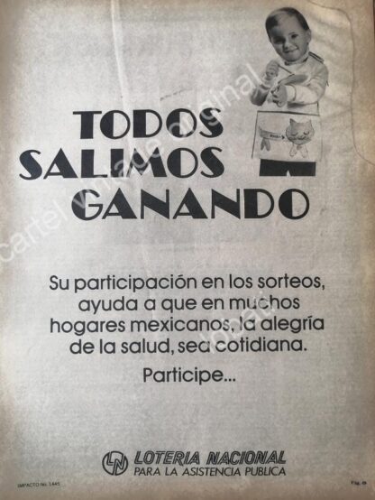 CARTEL ANTIGUO ORIGINAL DE LOTERIA NACIONAL 1970s /34