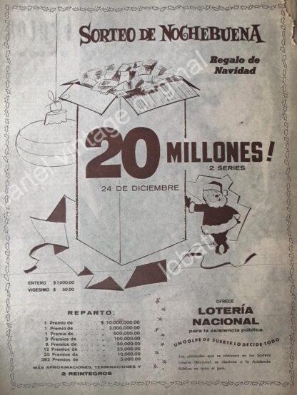 CARTEL ANTIGUO ORIGINAL DE LOTERIA NACIONAL. 1960 /23