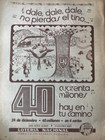 CARTEL ANTIGUO ORIGINAL DE LOTERIA NACIONAL. DUBUJO DE ABEL QUEZADA 1971 /21