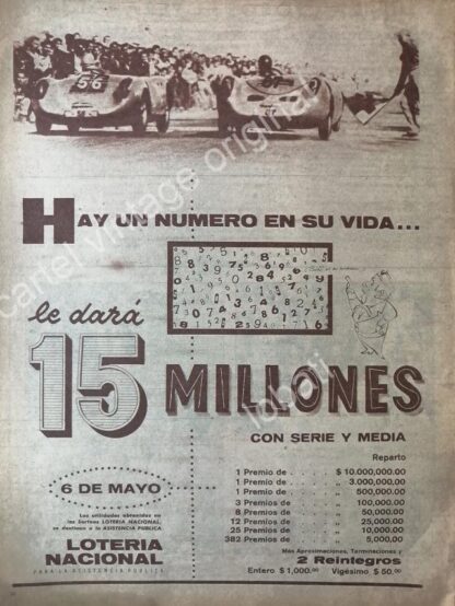 CARTEL ANTIGUO ORIGINAL DE LOTERIA NACIONAL 1960 /18