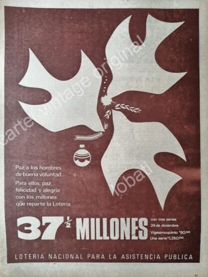 CARTEL ANTIGUO ORIGINAL DE AFICHE LOTERIA NACIONAL 1968 /15