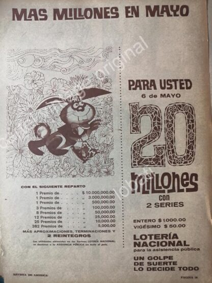 CARTEL ANTIGUO ORIGINAL DE LOTERIA NACIONAL 1959 -13